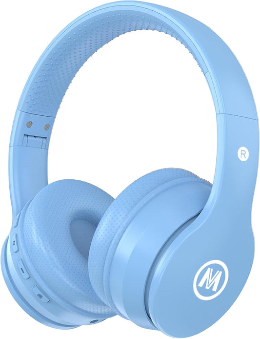 Headphones Kids Bluetooth 5.4 Wireless Play Time 68H Safe Volume Limit 85/94Db Over-Ear Foldable Headset,Fast Charging,With Aux Cord Built-In Mic for Toddler Child Pad Study Tablet Blue