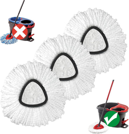 Mop Replace Head, 3 Pack Spin Mop Replacement Head Easywring 1-Tank System, Easy Cleaning, Microfiber, Machine Washable
