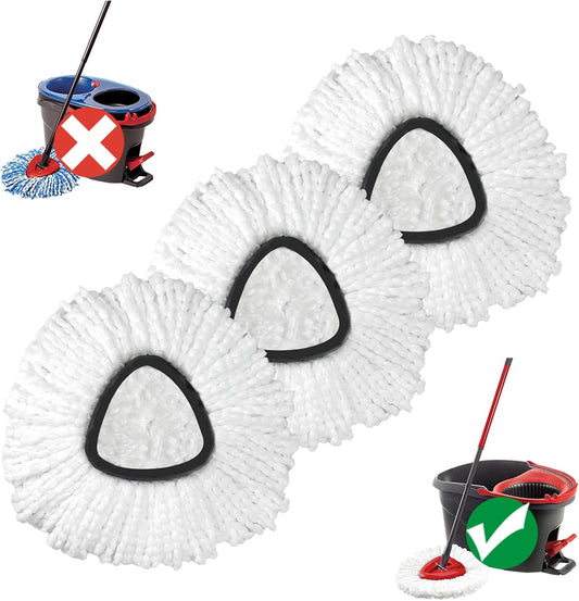 Mop Replace Head, 3 Pack Spin Mop Replacement Head Easywring 1-Tank System, Easy Cleaning, Microfiber, Machine Washable