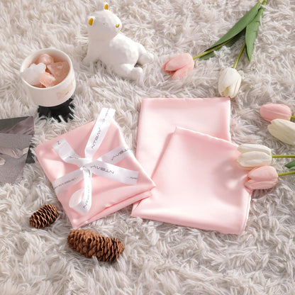 Zippered Silk Satin Toddler Pillowcases - 2 Pack Hidden Zipper 13X18 Pillowcases - Luxury and Silky Baby Travel Pillow Covers, Pink