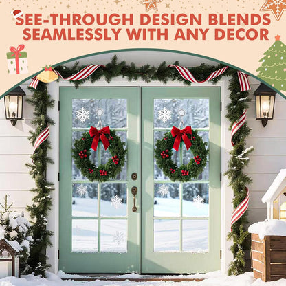 Wreath Hanger, Large Twist Lock Suction Cup Wreath Hooks, Heavy Duty, 22 LB Capacity, Removable and Reusable, Round, Clear, 2 Pcs