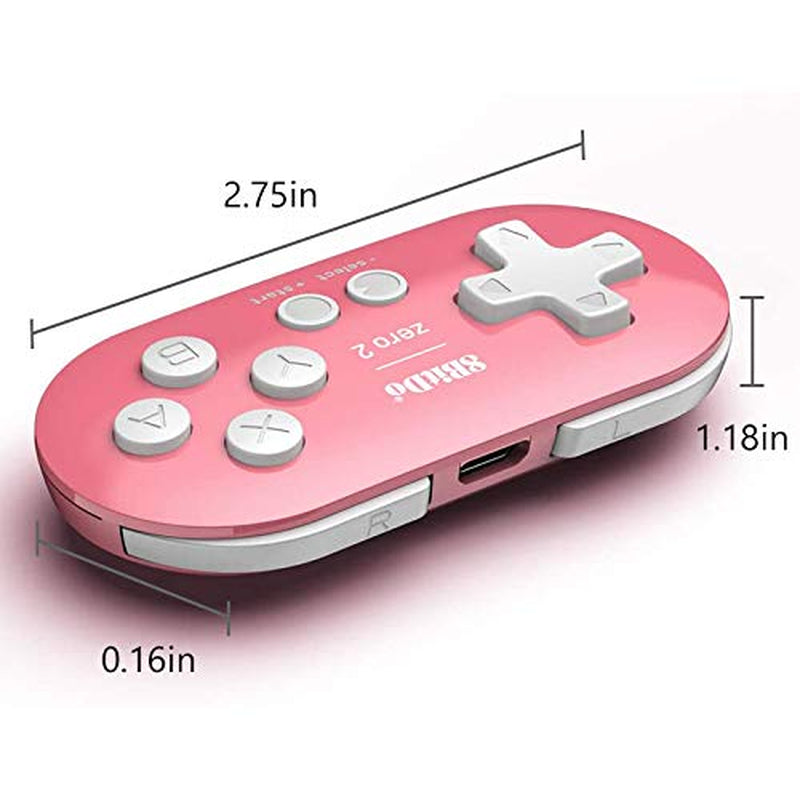 Zero 2 Mini Bluetooth Gamepad for Switch Windows Android Macos Steam Raspberry Pi (Pink)