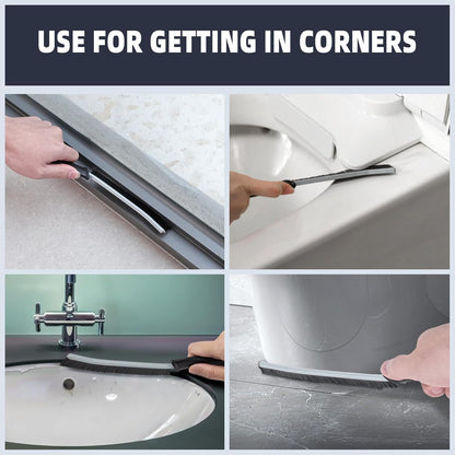 Hard Bristle Crevice Cleaning Brush - Home Cleaning Tools, Multi-Purpose Crevice Supplies for Kitchen, Bathroom, Toilet, Window, Vehicle, Faucets, Grout, Home (3, Black)