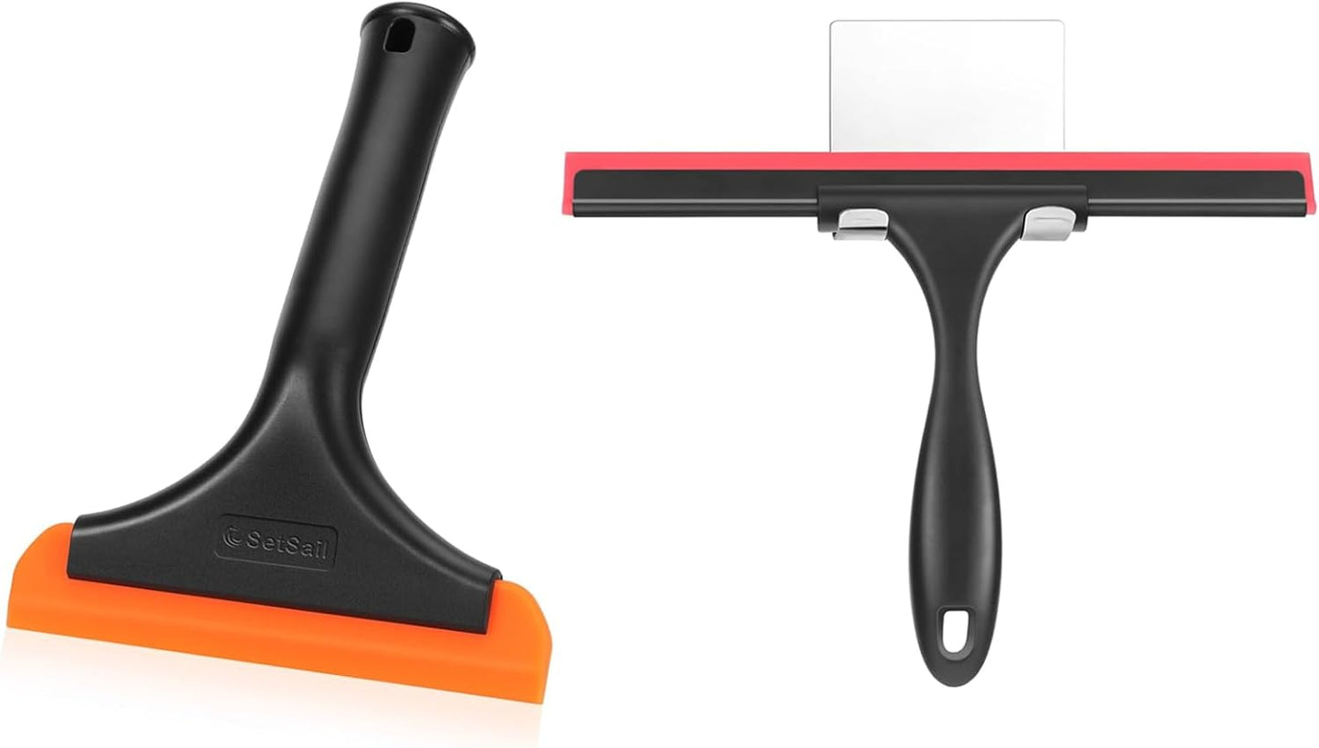 Shower Squeegee for Glass Doors & Small Squeegee for Shower Glass Door Mini Silicone Squeegee for Window, Door, Bathroom, Mirror, Car Window