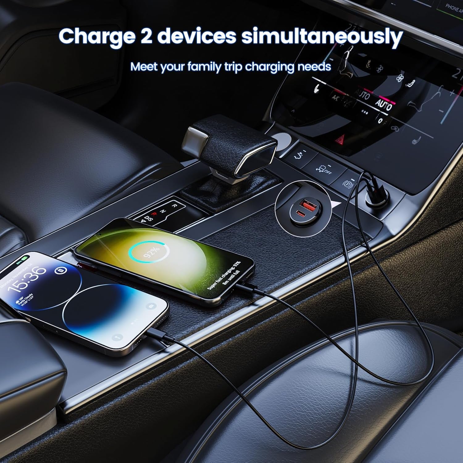 Car Charger, Invisible Cigarette Lighter USB Adapter [All Metal & Mini], 18W&15.5W 2 Port Car Adapter, QC3.0 Dual Port Cigarette Lighter for Iphone 16 15 Samsung S25 Ultra Piexl 7 and More