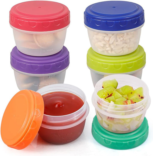 [6 Pack] Small Snack Containers with Lids - 2.7 Oz Leakproof Small Salad Dressing Containers for Bento Lunch Box, Bpa-Free Idea for Snacks/Condiment/Sauce, Reusable(Multicolor).
