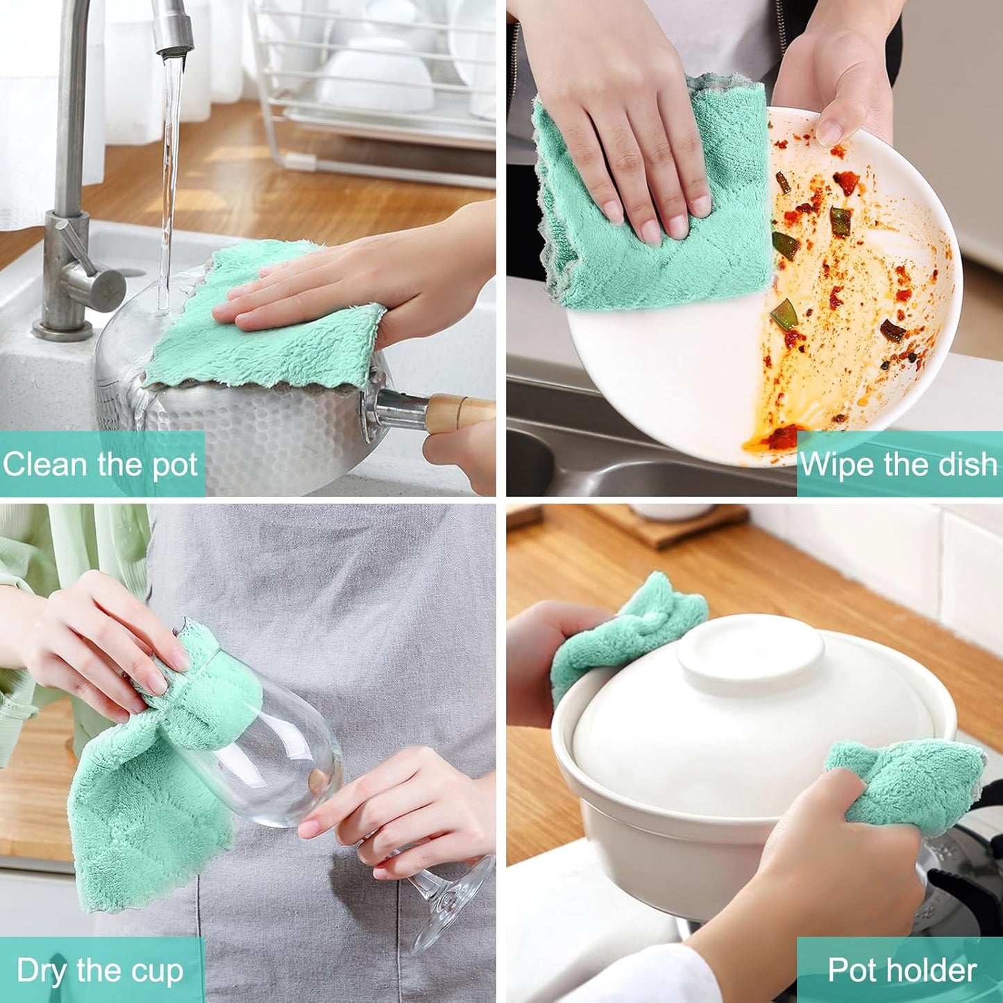 12 Pack Kitchen Cloth Dish Towels, 12X12 Inch Soft Premium Dishcloths, Absorbent Microfiber Cleaning Cloth for Cleaning Dishes, Kitchen, Bathroom, Car