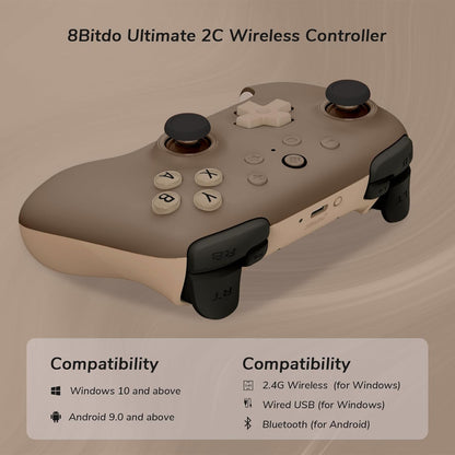Ultimate 2C Wireless Controller for Windows PC and Android, Gamepad with 1000Hz Polling Rate, Remappable L4/R4 Bumpers, Rumble Vibration and Turbo Function(Brownie)