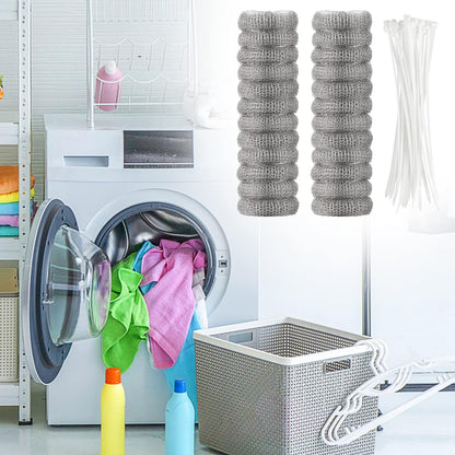 24 Pieces Lint Traps Washing Machine Stainless Steel Lint Snare Traps Laundry Mesh Washer Hose Filter with 24 Pcs Cable Ties