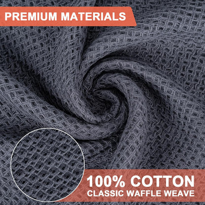 Kitchen Towels 6-Pack Kitchen Dish Cloths,100% Cotton Towels Waffle Weave, Ultra Soft Absorbent, Quick Drying, 12X12 Inches,Dark Grey