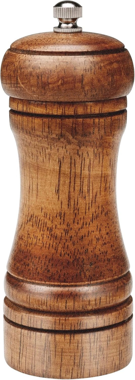 ® Wood Pepper Grinder Pepper Mill,Adjustable Coarseness 8 Inch Wooden Peppermill, Ceramic Grinding Mechanism Salt Mill Refillable (5.5"MINN Size-Dark Color)