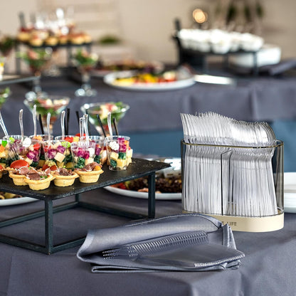 [300 Count] Plastic Silverware, Heavy Duty Plastic Forks Spoons Disposable Utensils Cutlery Set for Wedding Party Supplies Everyday Use - Clear