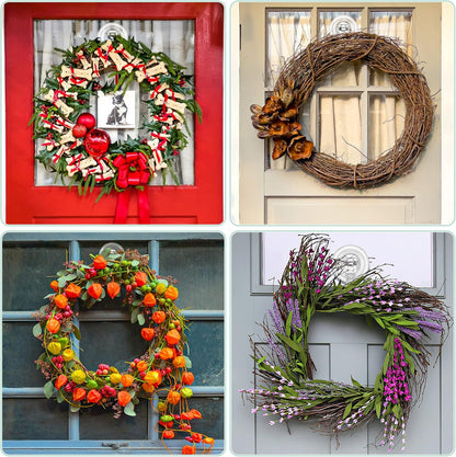 Wreath Hanger, Large Suction Cup Wreath Hooks, Heavy Duty, 22 LB Capacity, Removable and Reusable, Clear, 2 Pcs