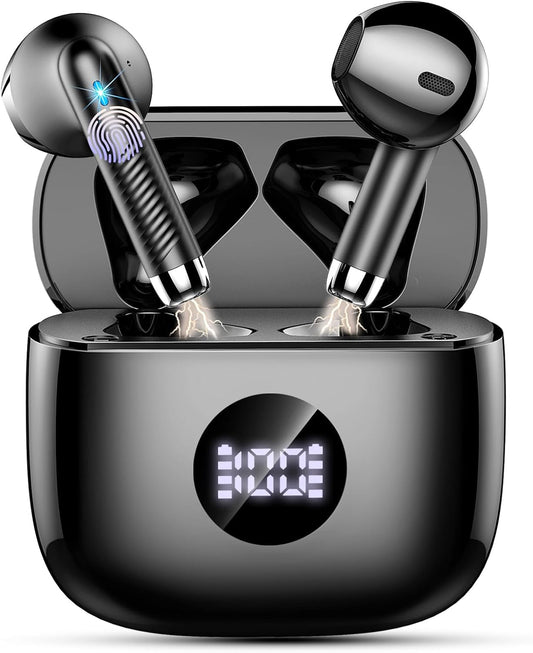 Wireless Earbuds, Bluetooth 5.4 Headphones Stereo Bass, in Ear Earphones 4 ENC Noise Cancelling Mic, 40H Playtime Ear Buds with Mini USB C Charging Case, IP7 Waterproof Sports Earbuds for Android Ios