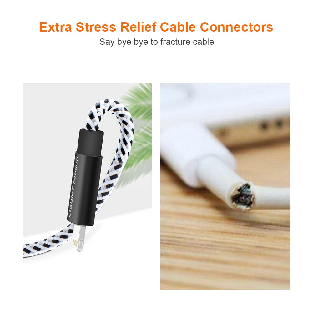 0.5 Feet Short Iphone Charger Cable, [Mfi Certified] Lightning to USB Data Sync Cord, Compatible with Iphone 14/14 Pro, Airpods Pro, Iphone 13/13 Pro/12, Ipad Pro, Air, 0.15M Black&White