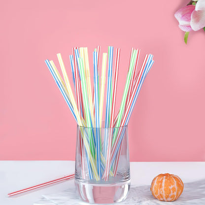 [100 Pack] 7.75'' High Flexible Plastic Straw, Flexible Disposable Straw, Independent Packaging - Multiple Colors, Suitable for Home Use Milk Juice Beverages