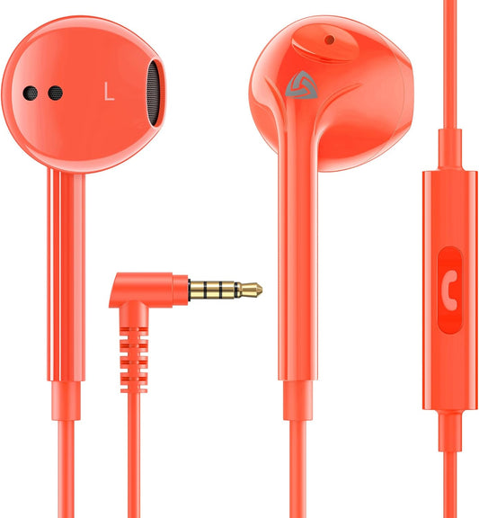 Zenith Wired Earbuds In-Ear Headphones, 2 Years Warranty, Earphones with Microphone, Corded for 3.5Mm Jack Ear Buds for Iphone, Samsung, Computer, Laptop, Kids, School Students, Woman - Coral