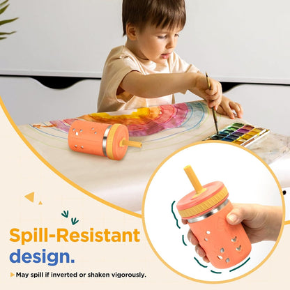 [2 Pack] 10 Oz 2-In-1 Stainless Steel Kids Tumbler Cups with Silicone Sleeves, Spill-Resistant Flexible Straws & Storage Lids, Bpa-Free Smoothie and Snack Cups, Dishwasher Safe