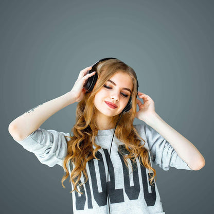X6 Over-Ear Headphones with Microphone, Lightweight Foldable & Portable Stereo Bass Headphones with 1.45M No-Tangle, Wired Headphones for Smartphone Tablet MP3 / 4 (Space Black)