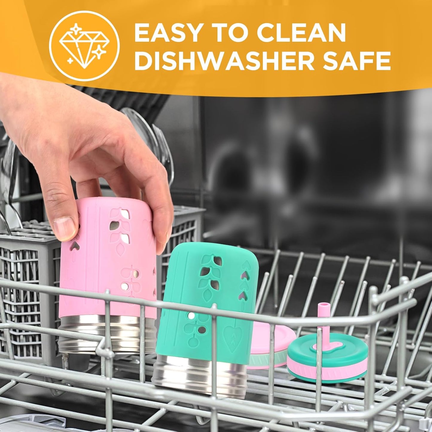 [2 Pack] 10 Oz 2-In-1 Stainless Steel Kids Tumbler Cups with Silicone Sleeves, Spill-Resistant Flexible Straws & Storage Lids, Bpa-Free Smoothie and Snack Cups, Dishwasher Safe