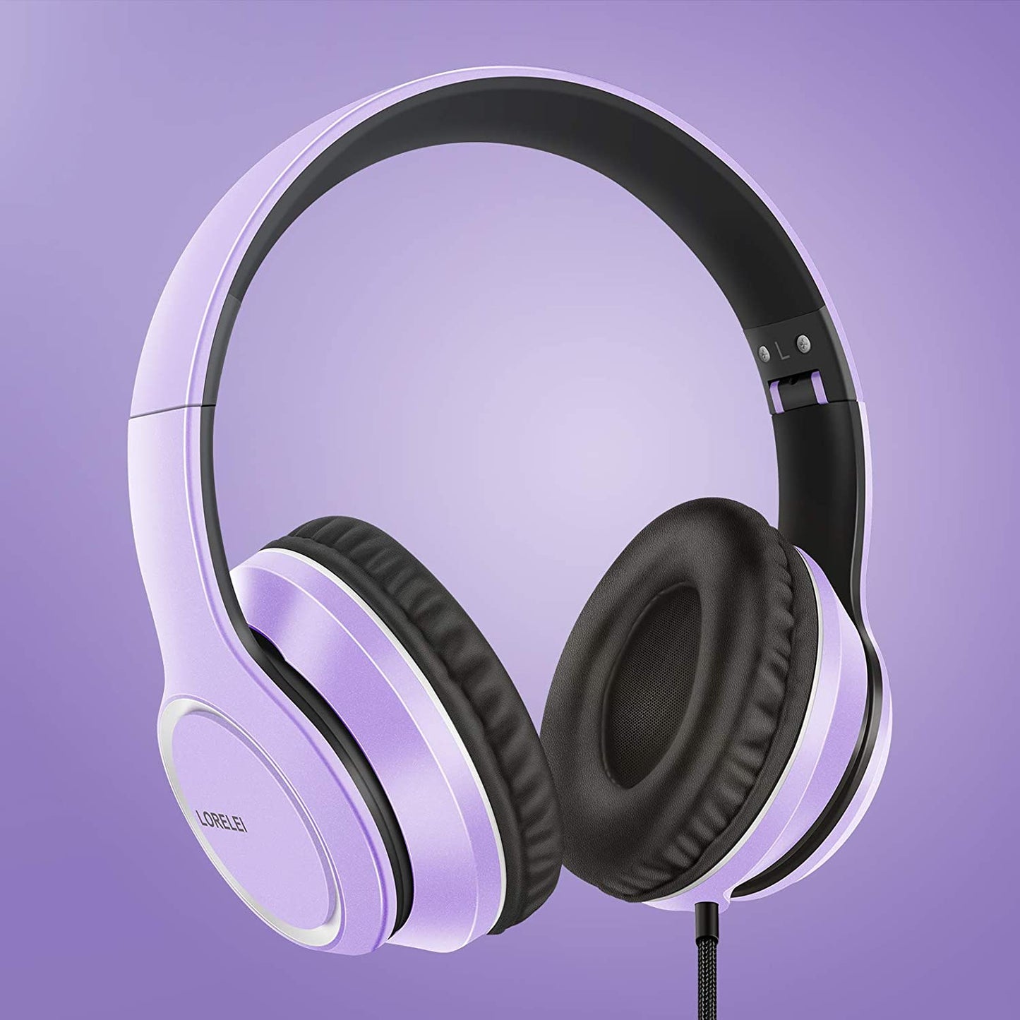 X8 Over-Ear Wired Headphones with Microphone with 1.45M-Tangle-Free Nylon Line&3.5Mm Plug,Lightweight Foldable & Portable Headphones for Smartphone,Tablet,Computer,Mp3/4(Dark Purple)