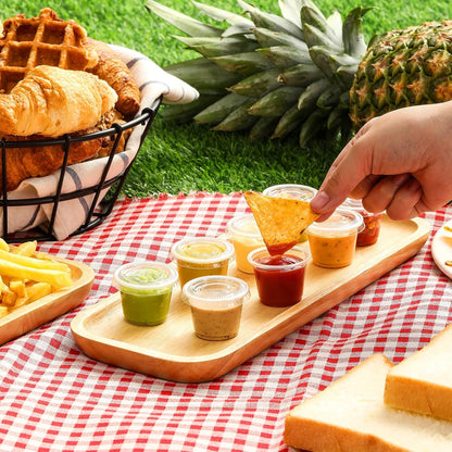 [130 Sets - 1 Oz ] Jello Shot Cups, Small Plastic Containers Lids, Airtight and Stackable Portion Cups, Salad Dressing Container, Dipping Sauce Cups, Condiment Cups Lunch, Party to Go, Trips