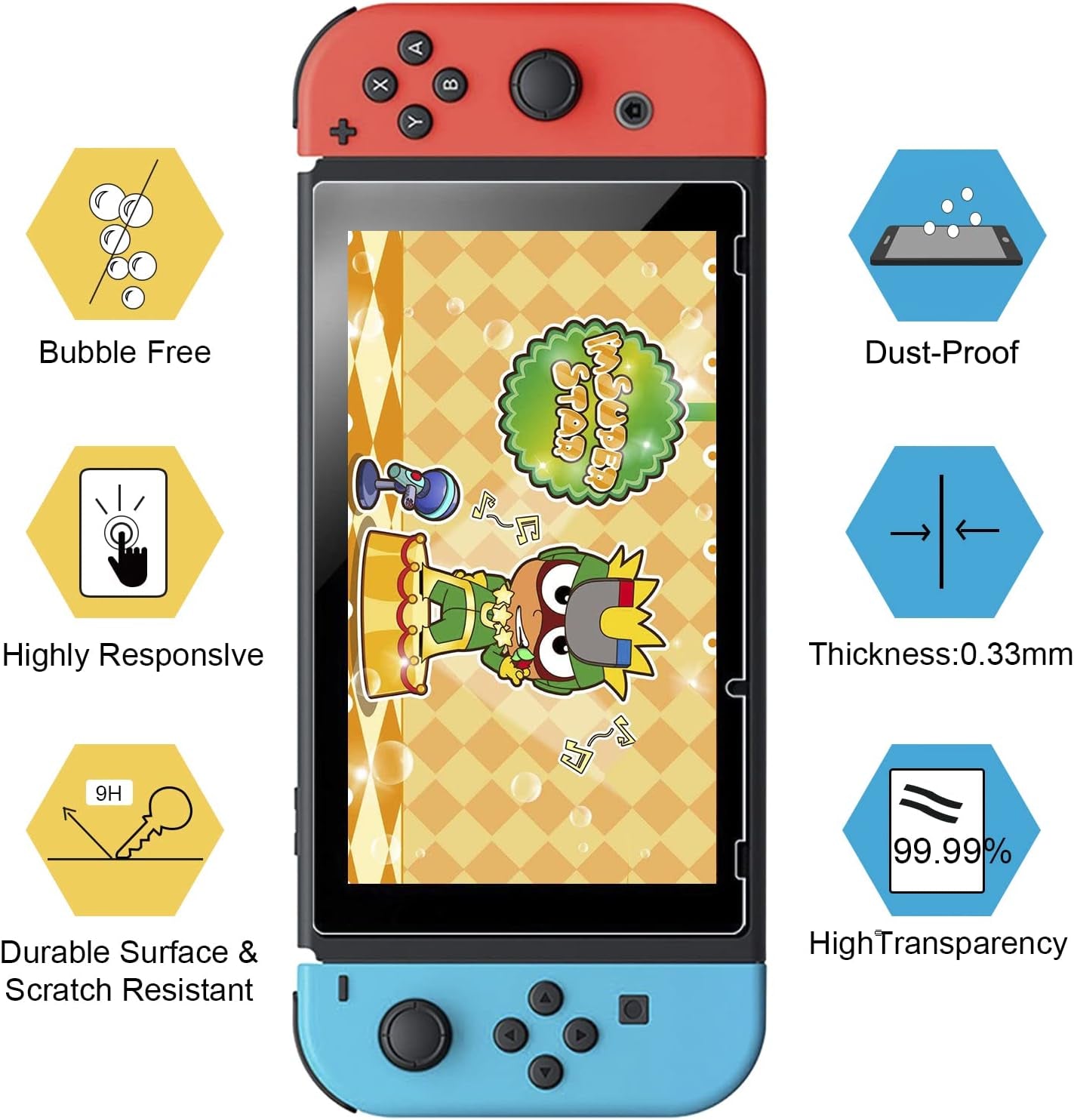 [3 Pack] Screen Protector Tempered Glass for Nintendo Switch,  Transparent HD Clear Anti-Scratch Screen Protector Compatible Nintendo Switch