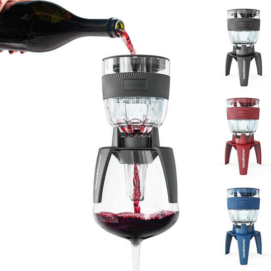 Wine Aerator Pourer - Decanter Spout, Premium Decanter for Red Wine，Designed for All Glasses, Improve Flavor, Enhance Bouquet Aerating Pourer (Black)