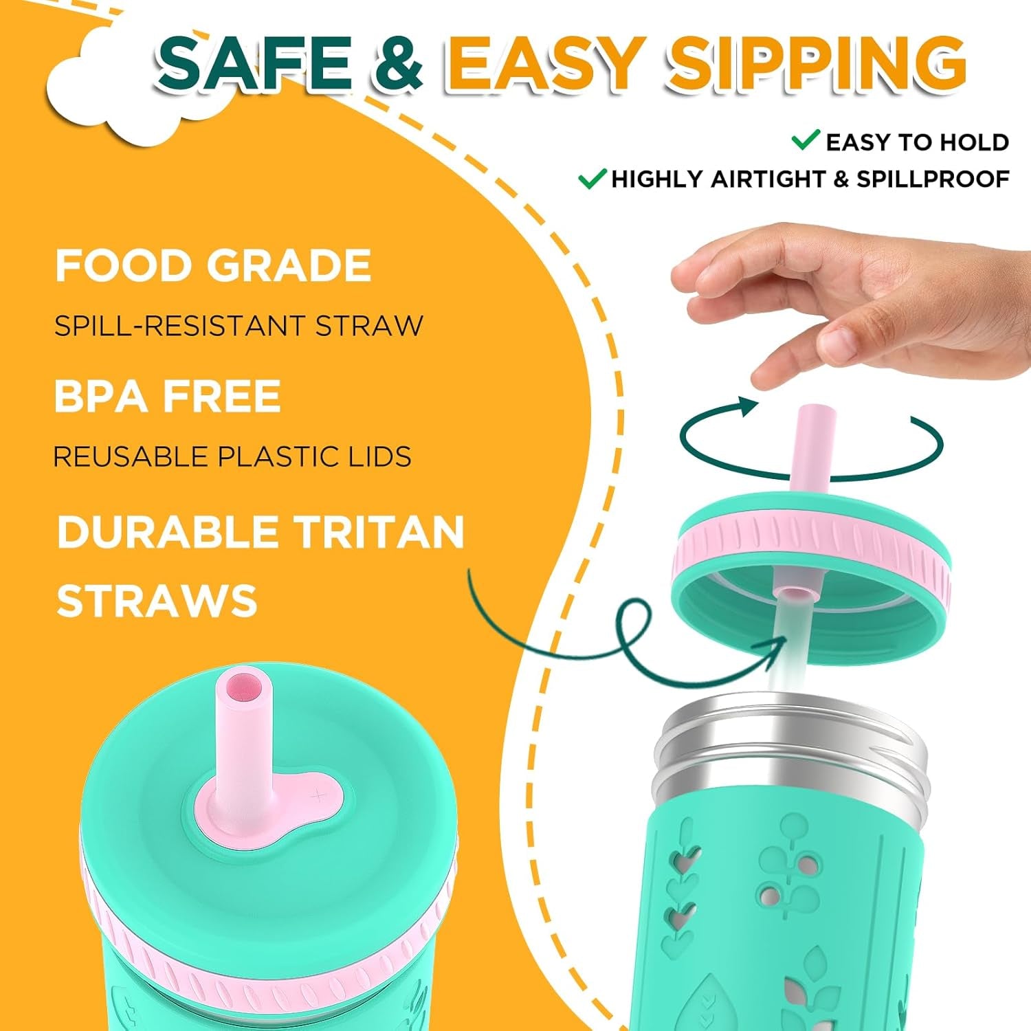 [2 Pack] 10 Oz 2-In-1 Stainless Steel Kids Tumbler Cups with Silicone Sleeves, Spill-Resistant Flexible Straws & Storage Lids, Bpa-Free Smoothie and Snack Cups, Dishwasher Safe