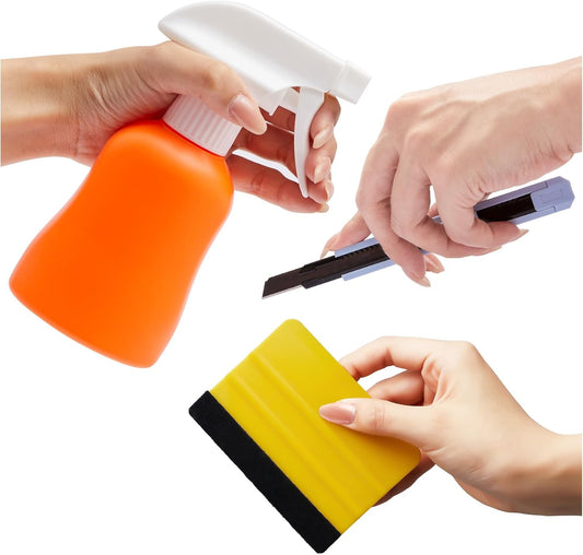 Window Tint Kit Window Film Application Kits 3 Pcs Car Window Privacy Film Installation Tools with Vinyl Squeegee, Utility Knife, Spray Bottle