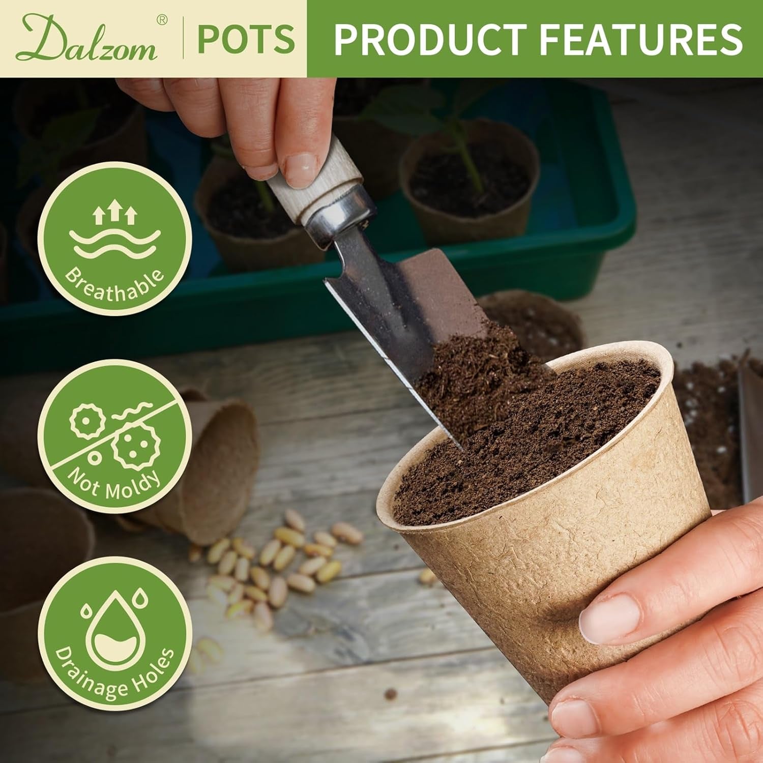 ® 60Pcs 3.1” Peat Pots with 60Pcs Plant Labels, Biodegradable Pots for Seedlings with Drainage Holes, Garden Plant Nursery Pots Seed Starting Trays