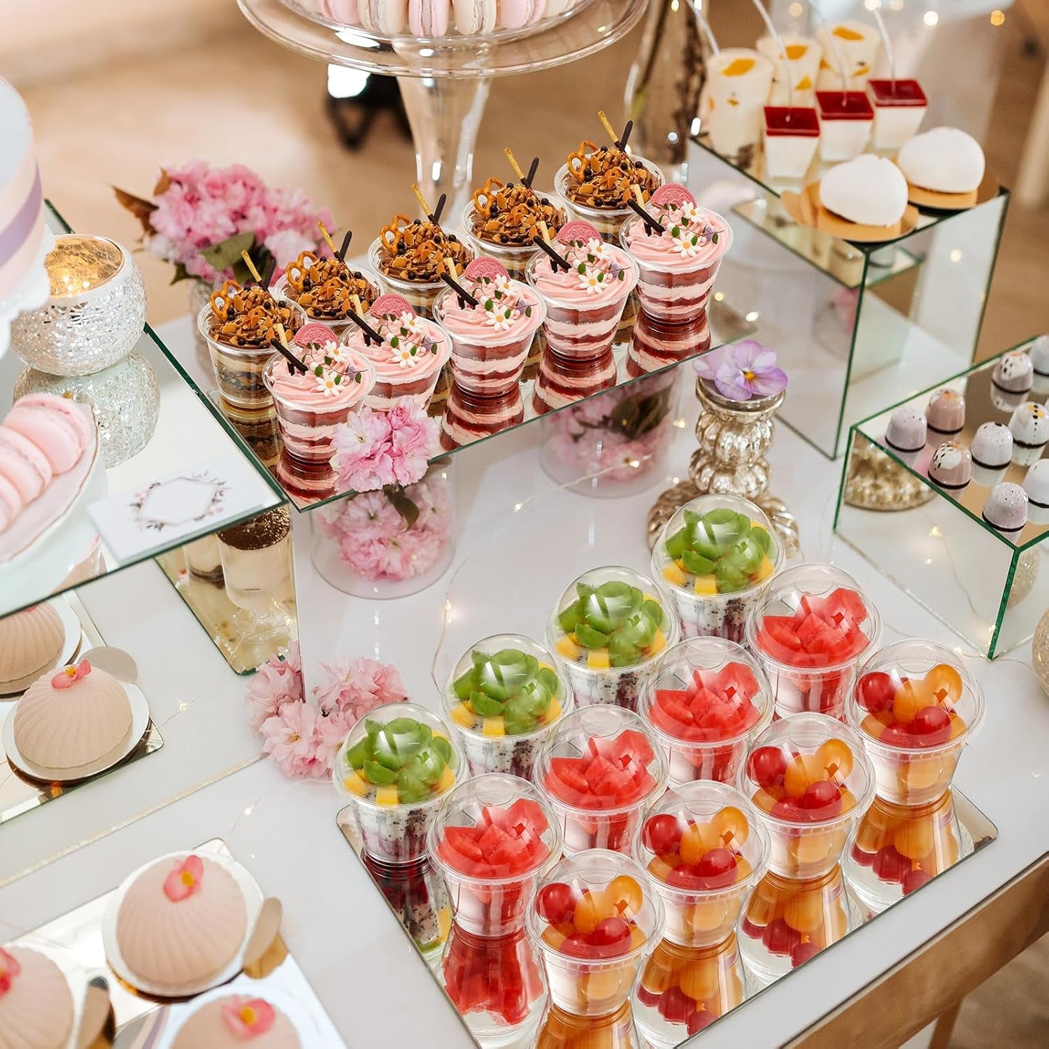 50 Sets, 9 Oz Clear Plastic Cups with Dome Lids (No Hole) - Disposable Cups for Ice Cream,Cake,Fruit,Parfait, Dessert, Pudding and Jello Shot