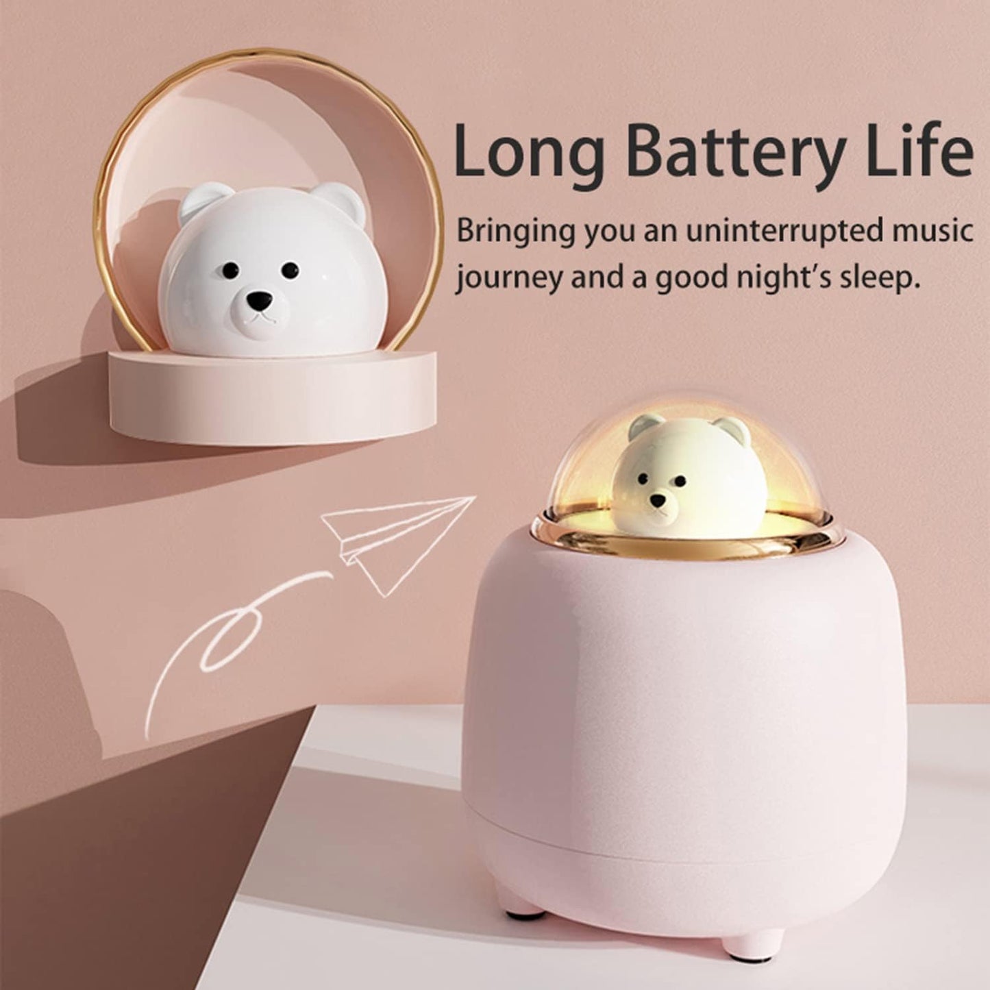 Night Lights Bluetooth Speaker, Cute Wireless Speaker with Adjustable Dual Night Light for Bedroom, Kawaii Room Decor, Birthday Gifts for Women Teen Girls Cute Stuff