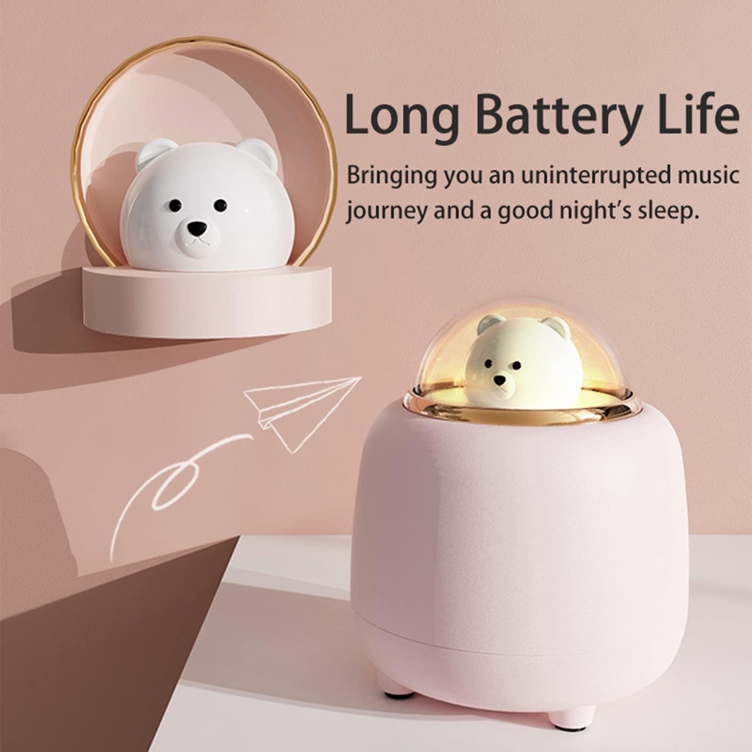 Night Lights Bluetooth Speaker, Cute Wireless Speaker with Adjustable Dual Night Light for Bedroom, Kawaii Room Decor, Birthday Gifts for Women Teen Girls Cute Stuff