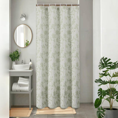 Yellow Green Stall Shower Curtain, Floral Crinkled Soft Fabric Shower Curtain for Bathroom, Modern Farmhouse Textured Cute Boho Bath Decor, Machine Washable, 36Wx72L Inches