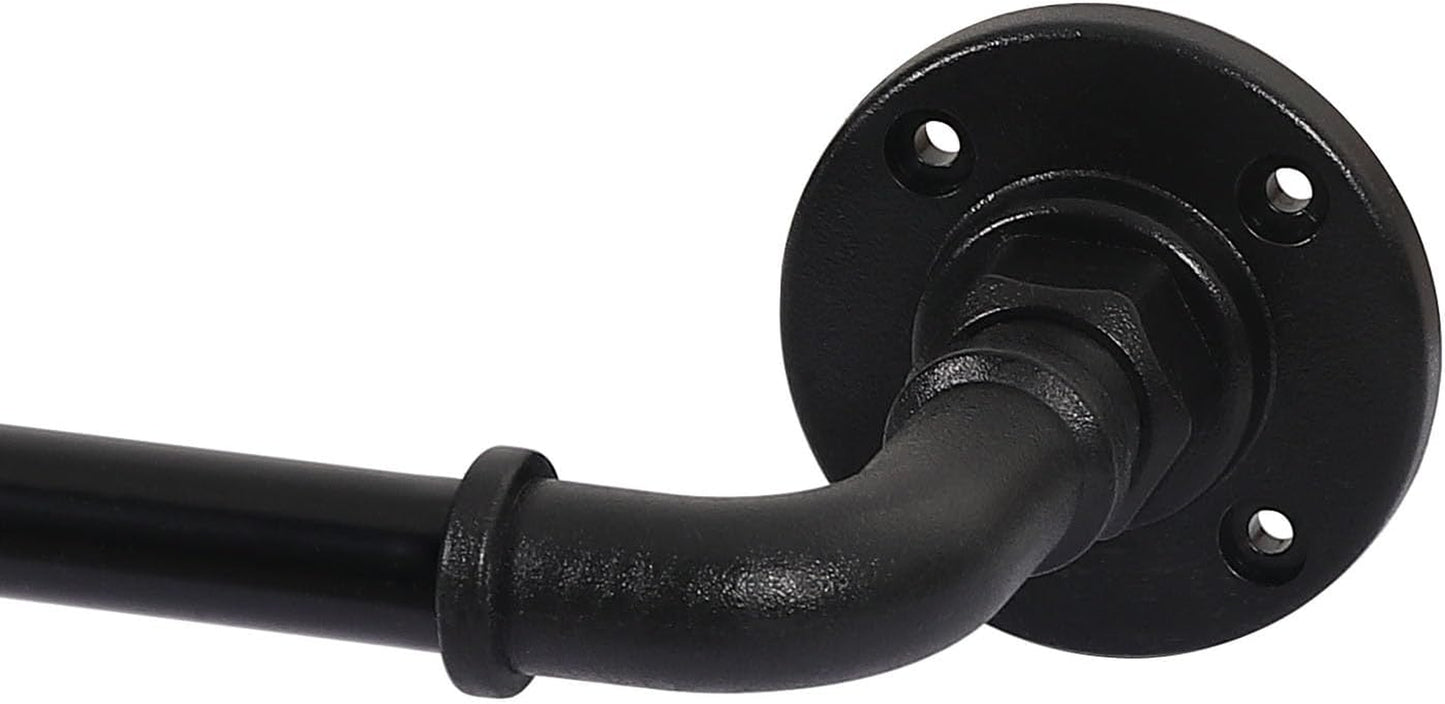 Wrap around Curtain Rods for Windows 16.2 to 75 Inch, 3/4 Inch Diameter Industrial Telescoping Curtain Rod, Splicing Adjustable Window Rods for Indoor/Outdoor, Black