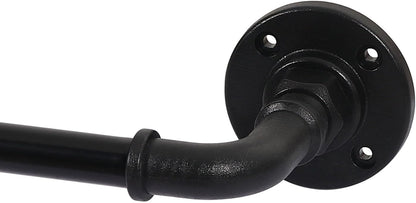 Wrap around Curtain Rods for Windows 16.2 to 75 Inch, 3/4 Inch Diameter Industrial Telescoping Curtain Rod, Splicing Adjustable Window Rods for Indoor/Outdoor, Black