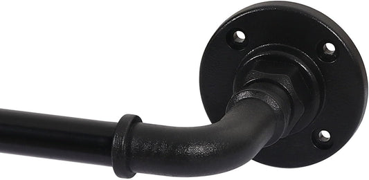 Wrap around Curtain Rods for Windows 16.2 to 75 Inch, 3/4 Inch Diameter Industrial Telescoping Curtain Rod, Splicing Adjustable Window Rods for Indoor/Outdoor, Black