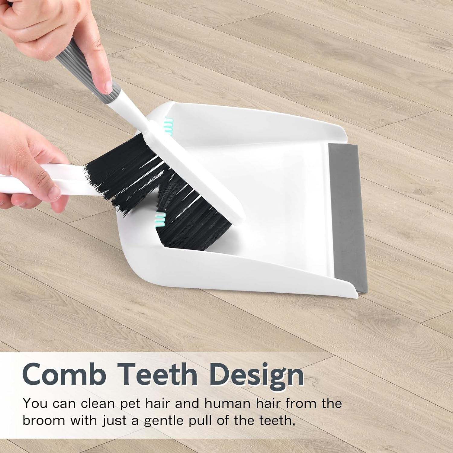 Mini Broom and Dustpan Set, Portable Cleaning Brush and Dustpan Combo Nesting Snap-On Handheld Dust Pan and Brush Set, Small Brush Dustpan for Kitchen, Desktop, Pet, Floor, Sofa, Grey White