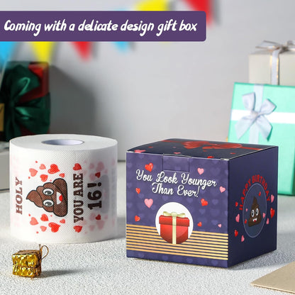 16Th Birthday Gifts for Boy or Girl - Happy Prank Toilet Paper - 16Th Birthday Decorations, Party Supplies Favors - Funny Gag & Novelty Bday Present for Him, Her, Friends- Sweet 16 Year Old Gift Ideas