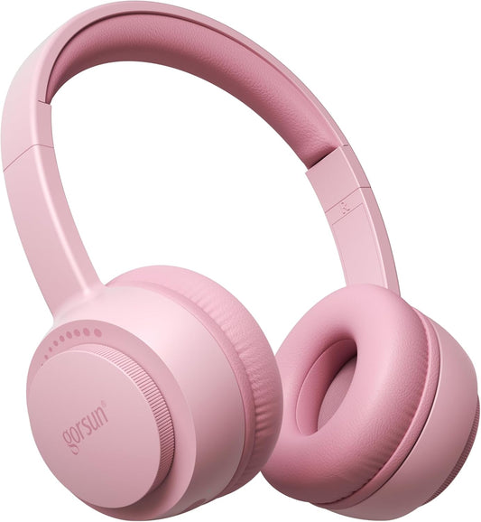 Kids Bluetooth Headphones, Bluetooth 5.3, Toddler Headphones 85 Dba Safe Volume, 45H Play Time, with Microphone, Kids Wireless Headset for Ipad/Tablet/Travel/School, Ldeal Gift (Pink)