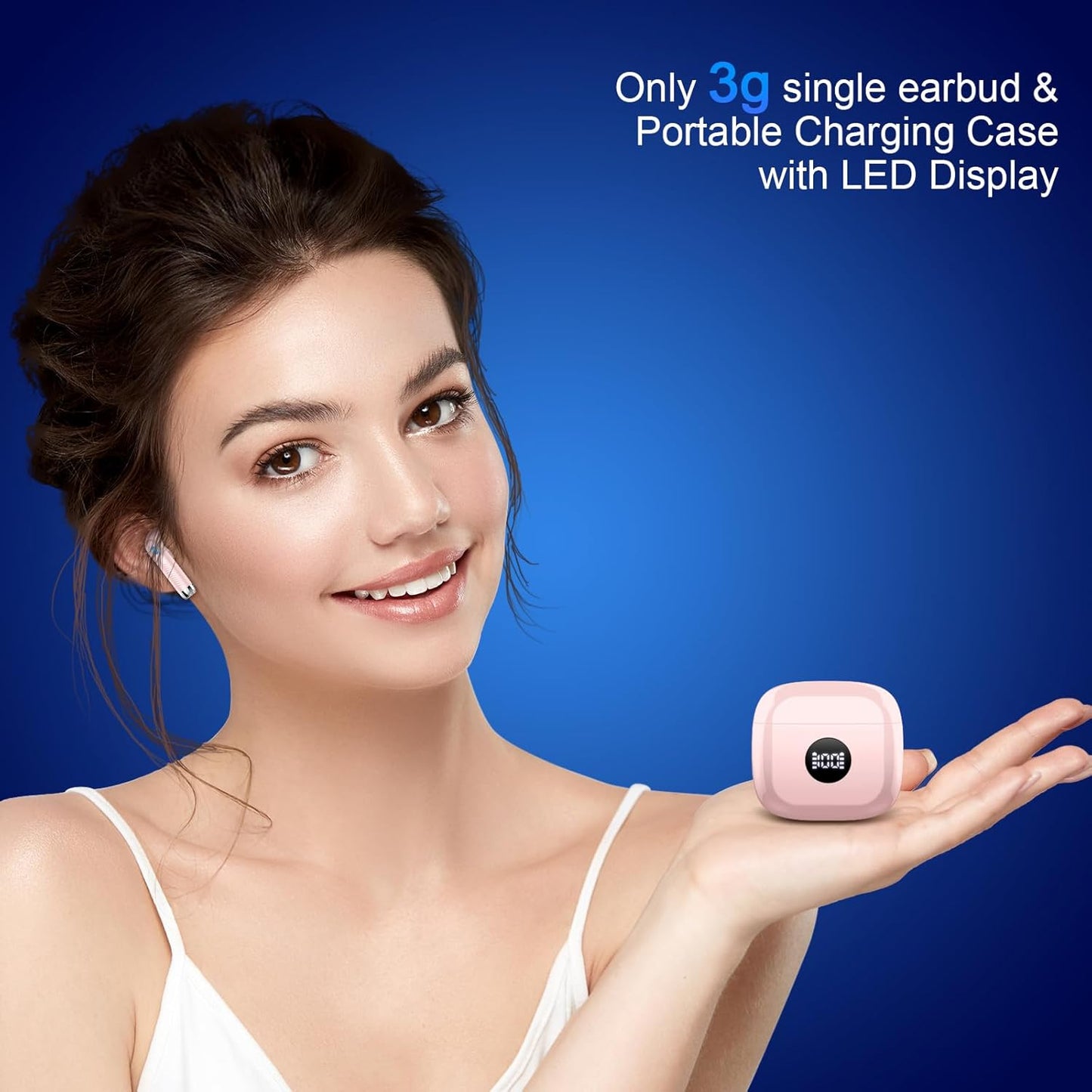 Wireless Earbuds, Bluetooth 5.4 Headphones Hifi Stereo, in Ear Earphones with 4 ENC Noise Cancelling Mics, 40H Playback Ear Buds with Mini Case LED Display, IP7 Waterproof Headset with USB C Charging