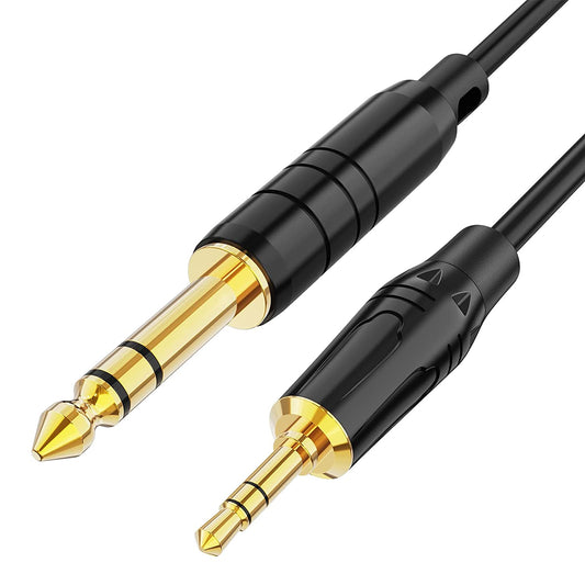 1/8 to 1/4 Stereo Cable 3.3Ft, 6.35Mm 1/4" Male to 3.5Mm 1/8" Male Audio TRS Bidirectional Aux Guitar Cord for Laptop, Home Theater Devices, Keyboard Piano,Speaker and Amplifiers