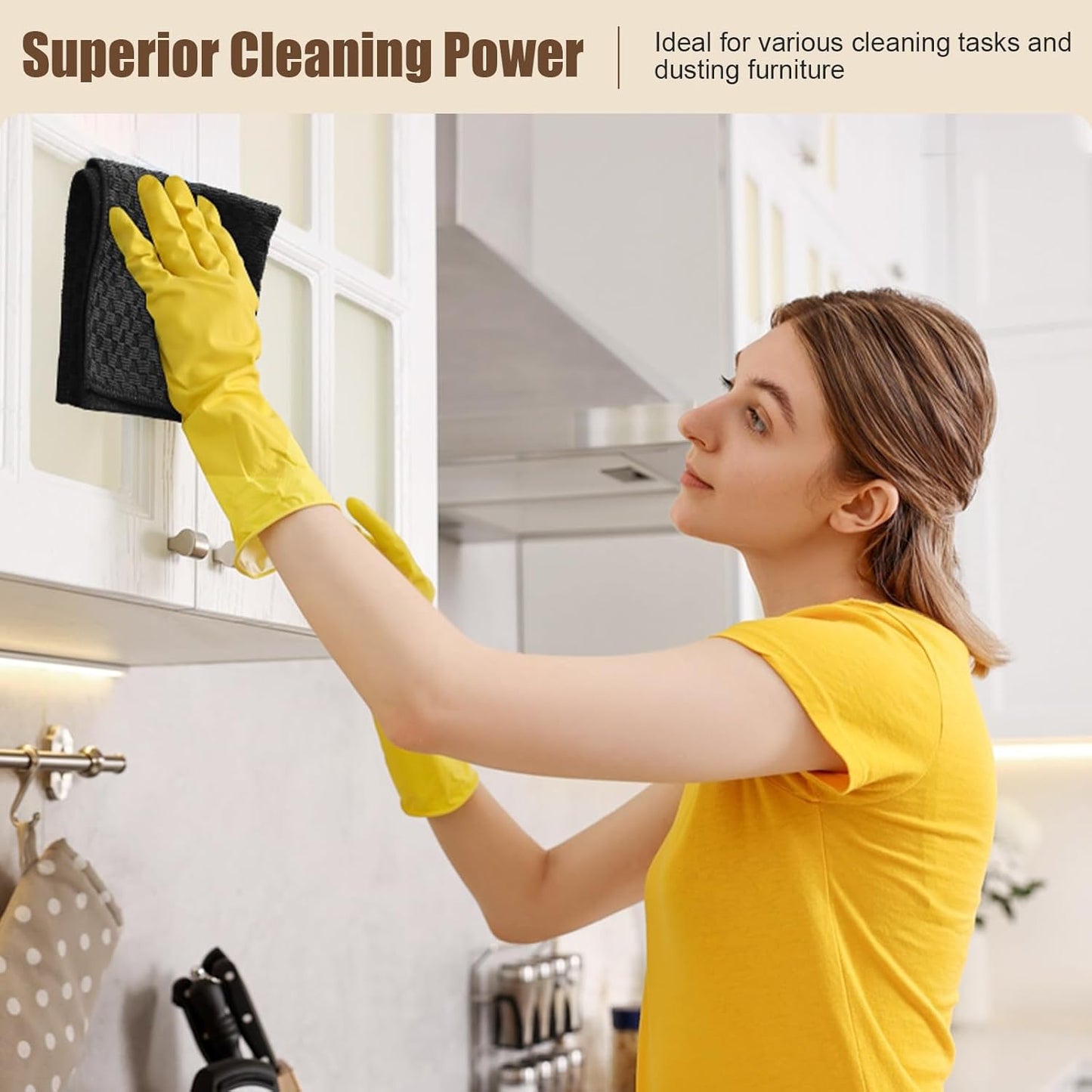 Microfiber Cleaning Cloth, 12 Pack Soft and No Lint Microfiber Towels Cleaning Supplies, Absorbent Fast Drying Cleaning Rags for Housekeeping, Kitchen, Window, 12 X12 Inches, Black