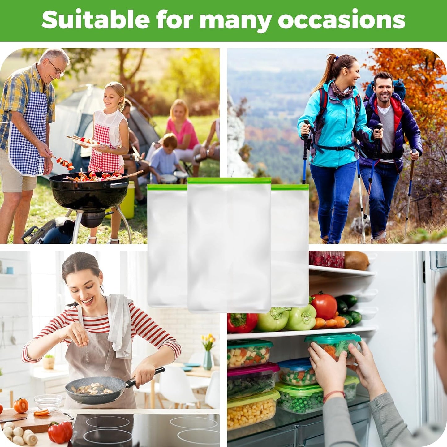 3 Pack Bear Bags for Food Backpacking, Odor Proof Bags-12Ｘ20 Inch, Reusable Double Track Zip Closure Storage Bags Keep Fresh Fit Camping, Water Sports, Hiking and Home Organization