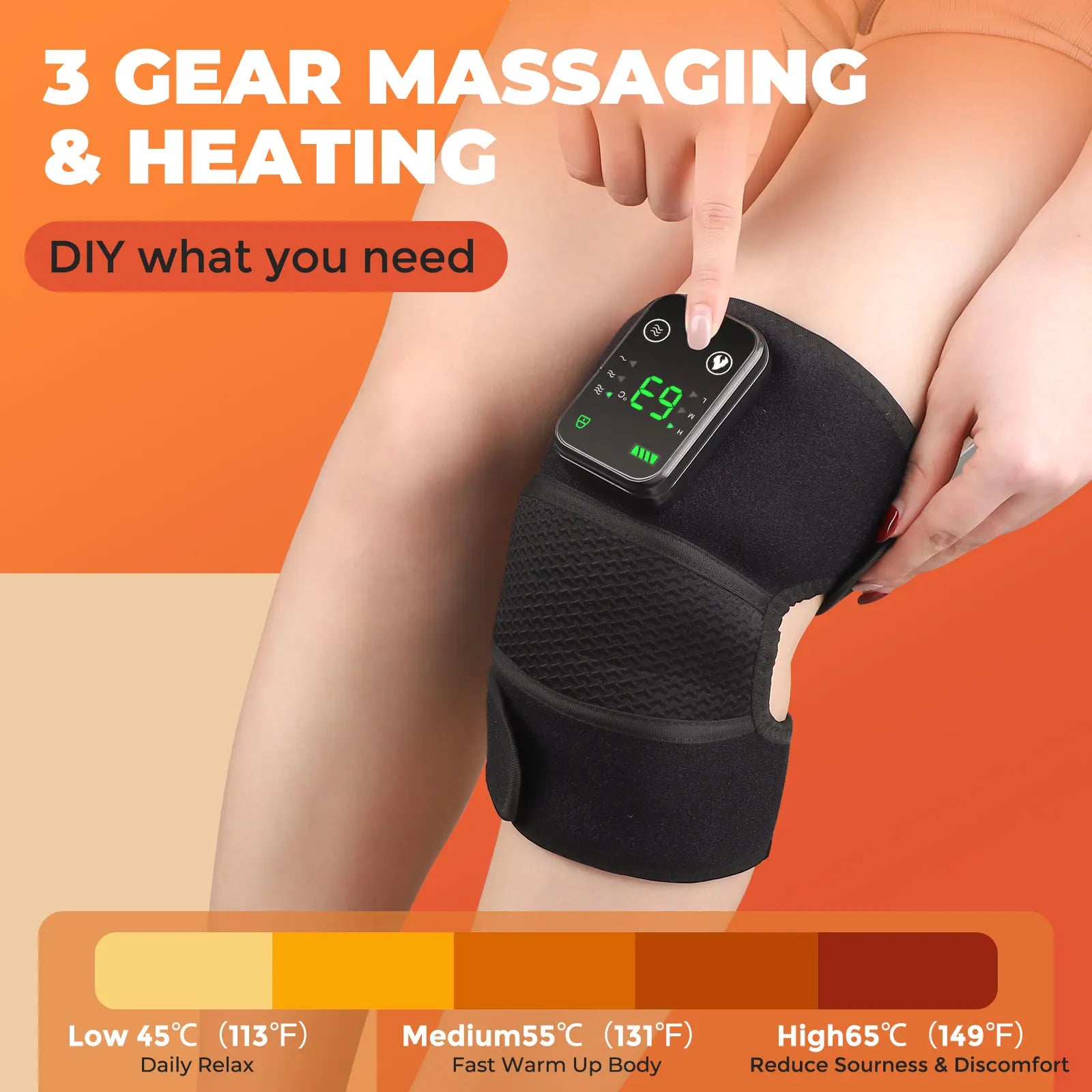 Heated Knee Massager Portable - Joint & Muscle Pain Relief & Rejuvenation