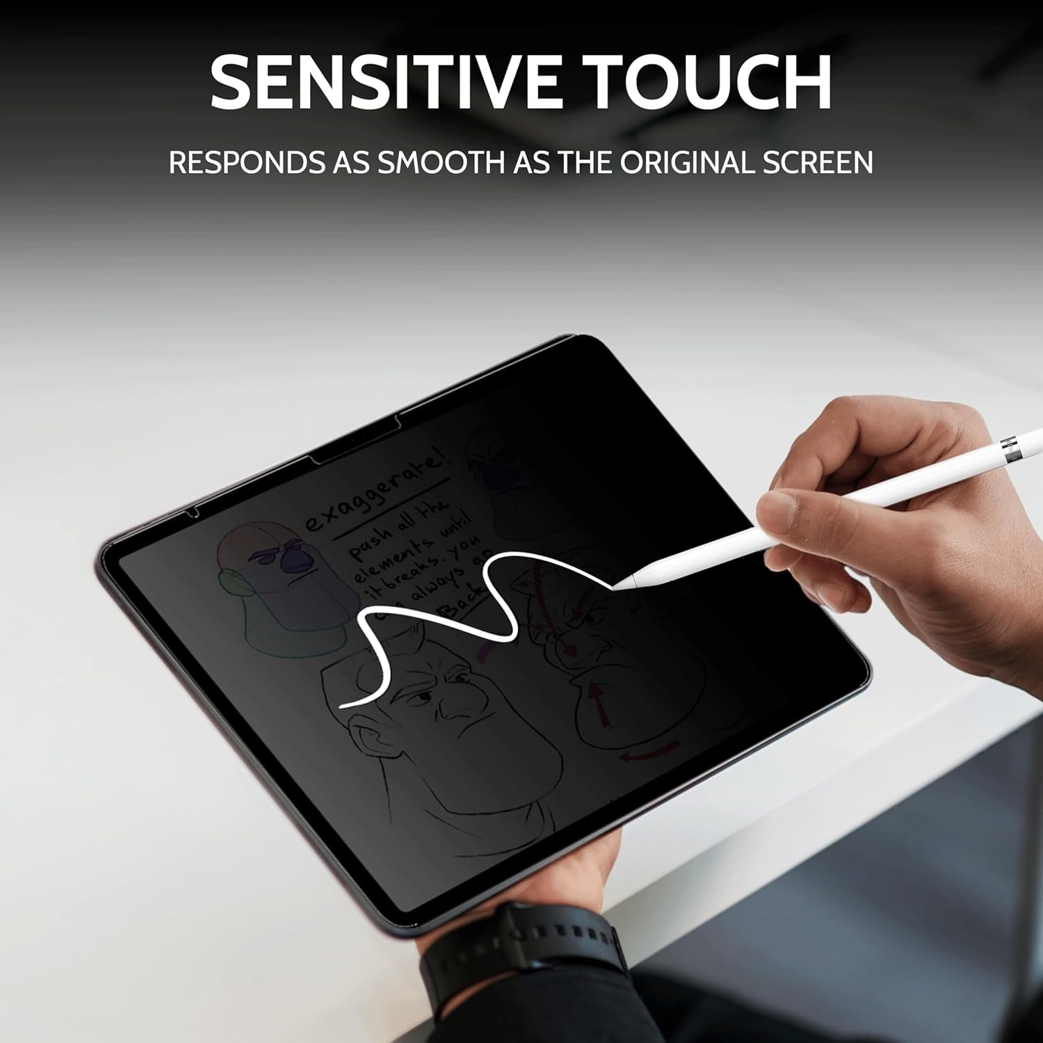 360° Privacy Screen for Ipad Air 13 Inch 2024/2025 (M2/M3, 6Th/7Th Gen), anti Glare Blue Light Spy Filter Private Cover, High Sensitive Bubble-Free Easy Install Black Security Protector