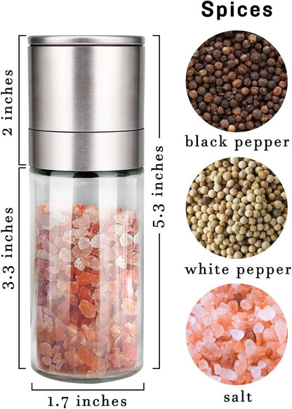 ® Salt Grinder Pepper Mill, Refillable, Adjustable Coarseness Black Pepper Grinder, Stainless Steel Sea Salt Shaker with Ceramic Rotor(Seasoning Not Included)