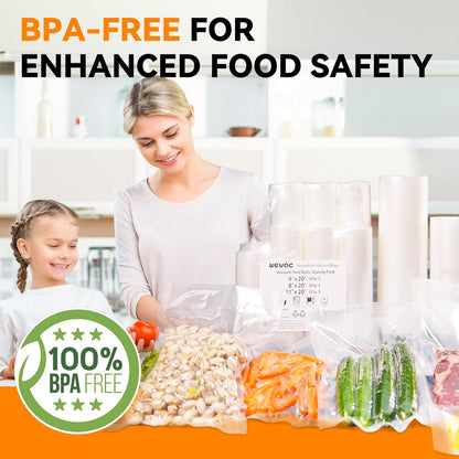 [2024 New] 6" X 50' 3 Rolls, Vacuum Sealer Rolls Bags for Food, Great for Food Storage, Sous Vide and Meal Prep,  Lite