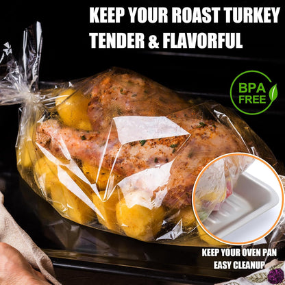 Turkey Oven Bags for Perfect Roasting - 21.7’’ X 23.6’’, 10 Counts, Large Size Turkey Cooking Bags for Oven, Locks in Juices for Flavorful Turkey - Microwave Safe, Thanksgiving, Christmas Essentials